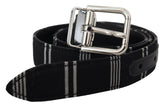 Dolce & Gabbana Black White Cotton Metal Silver Buckle Belt -   -  Dolce & Gabbana.